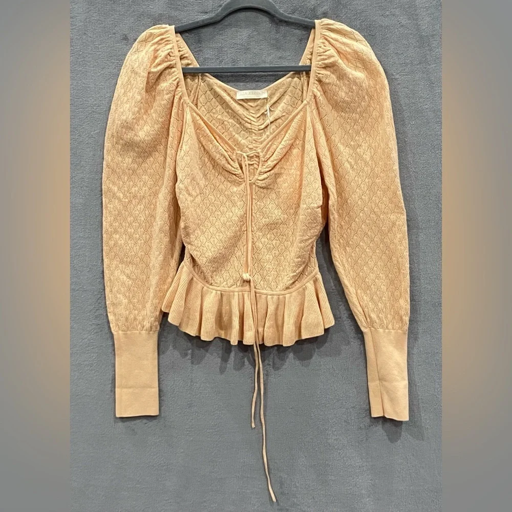 Ulla Johnson Leland Pointelle Knit Top In Honey Peach Women's Size Small NWT